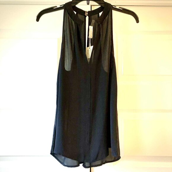 NWT RAMY BROOK Heather Silk Chiffon Blouse Split V Halter Neckline S MSRP $295 - Picture 2 of 8